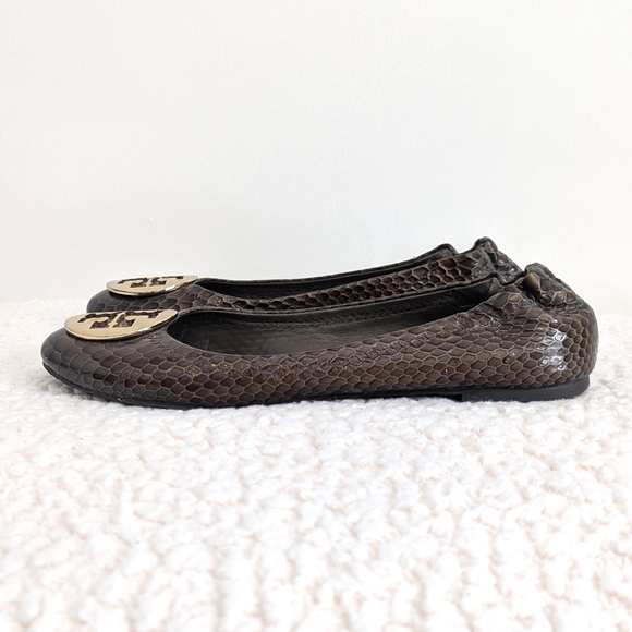 Tory Burch Ballet Flats in Brown Snakeskin-Embossed Genuine Leather - Picture 5 of 12